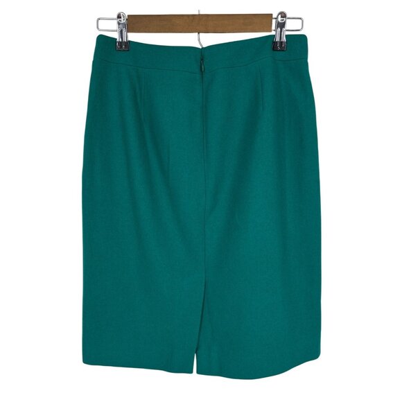 J.Crew Womens Green Wool Blend Fully Lined Back Zip Closure Pencil Skirt Size 2 - Picture 3 of 10